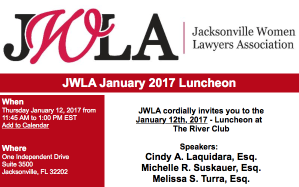 Michelle Suskauer to join Jacksonville Women Lawyers Association panel discussion on “Rainmaking for Women Lawyers” Marketing and Business Development for Women Lawyers